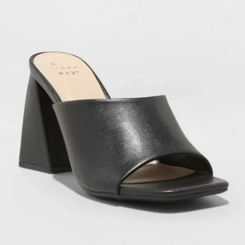 New! Women's Vira Wide Width Mule Heels - A New Day Black 5.5W